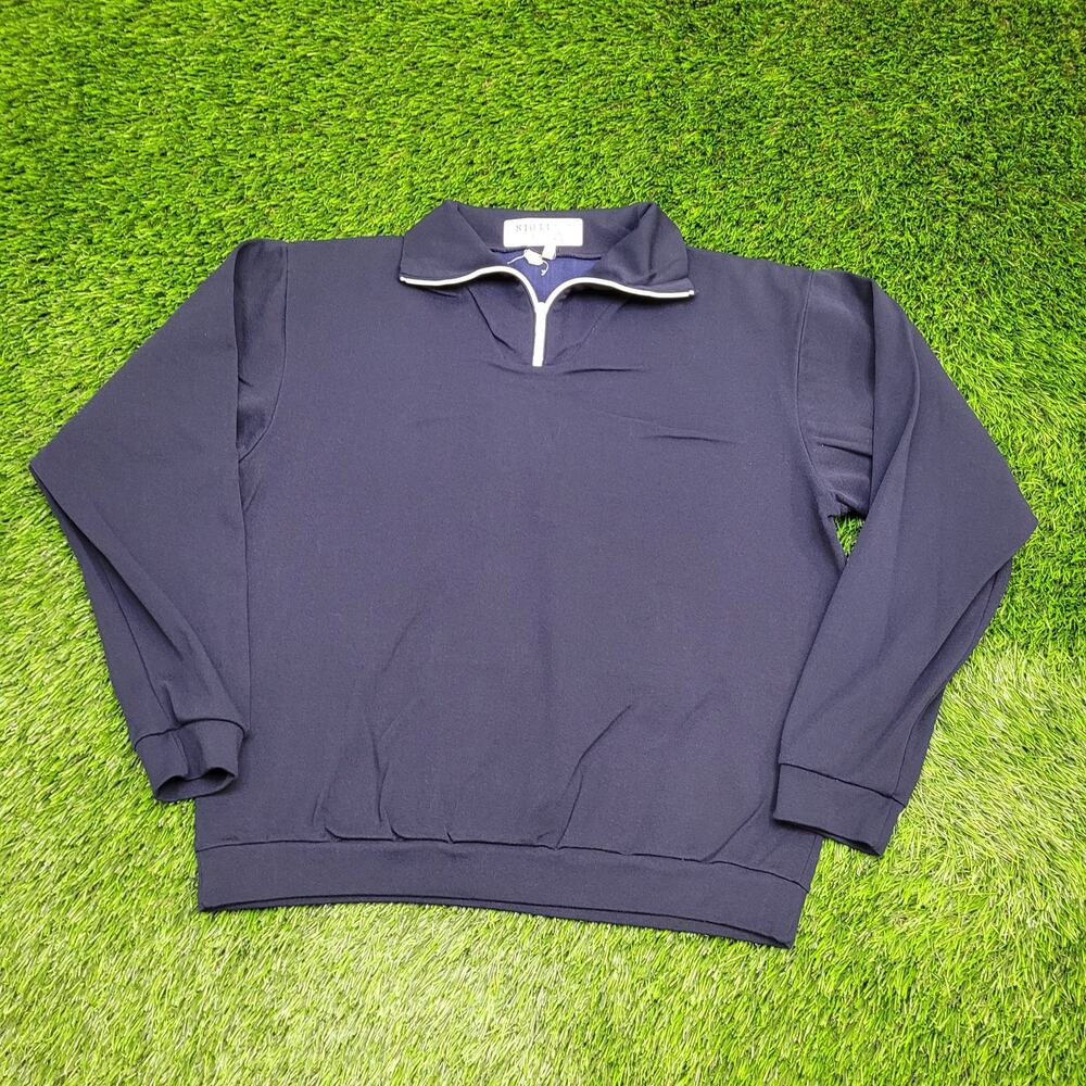 Vintage MOD Blank 1/4 Zip Sweatshirt Womens Large 22x24 Blue